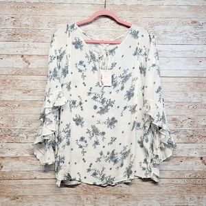 White floral loose fitting blouse by Lauren Conrad LC